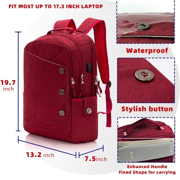 NEW! Laptop Backpack w Charging Port - Picture 3 of 4